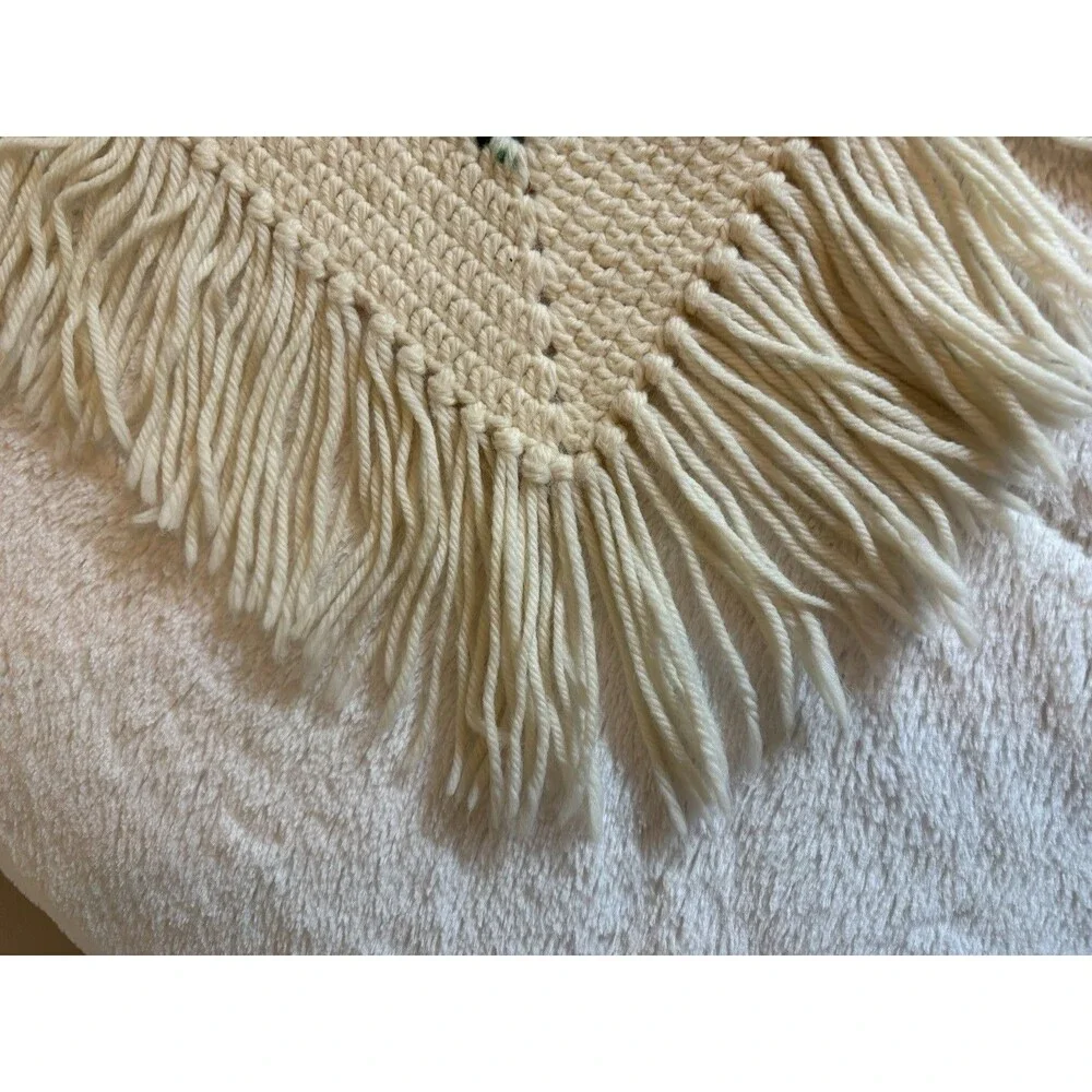 Vintage Hand Crocheted 3D Rose Granny Afghan Throw Blanket w/ Fringe 42
